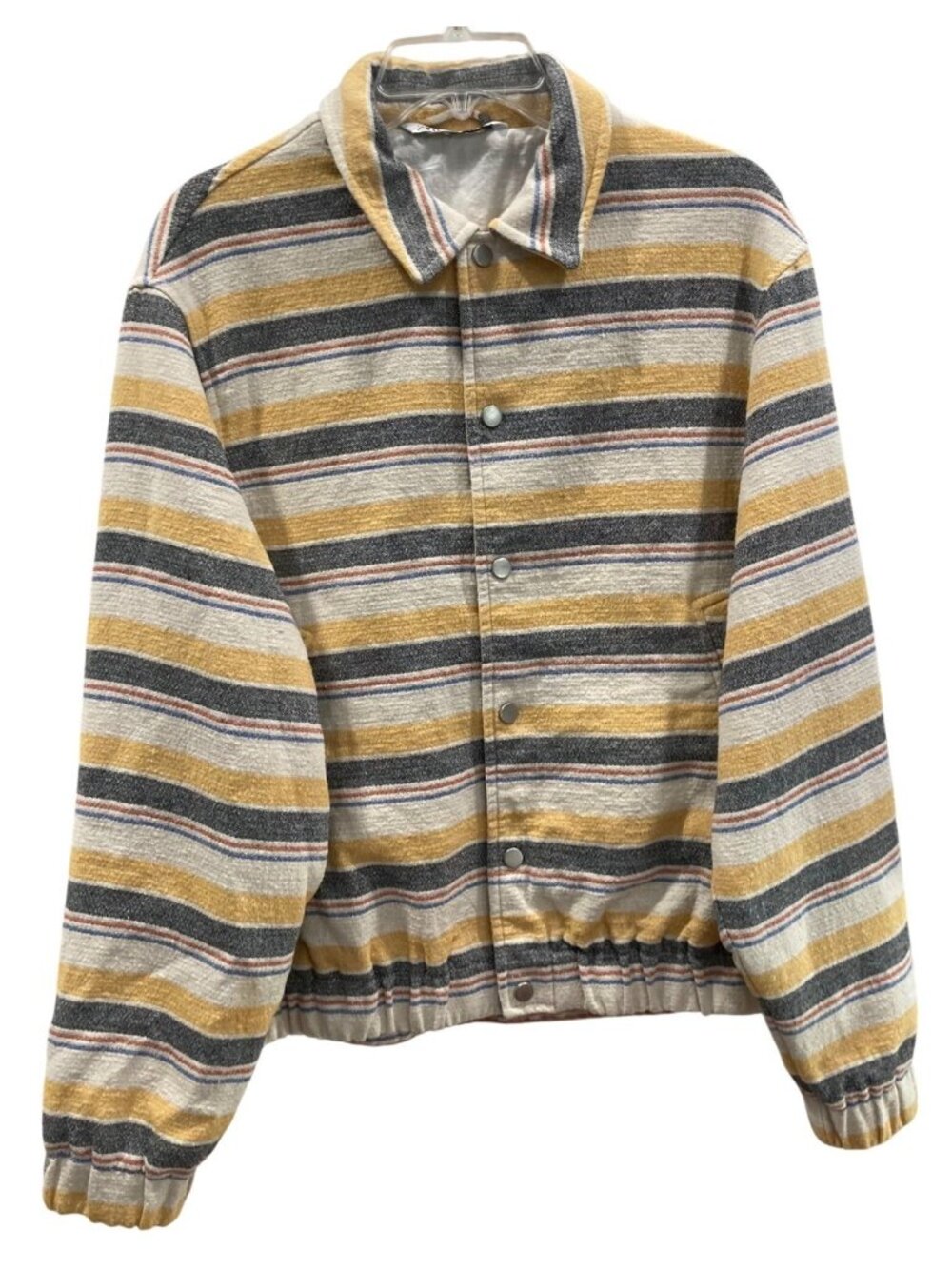 Zara Mens Striped Bomber Jacket M Yellow Black Casual Streetwear Weekends Sailor